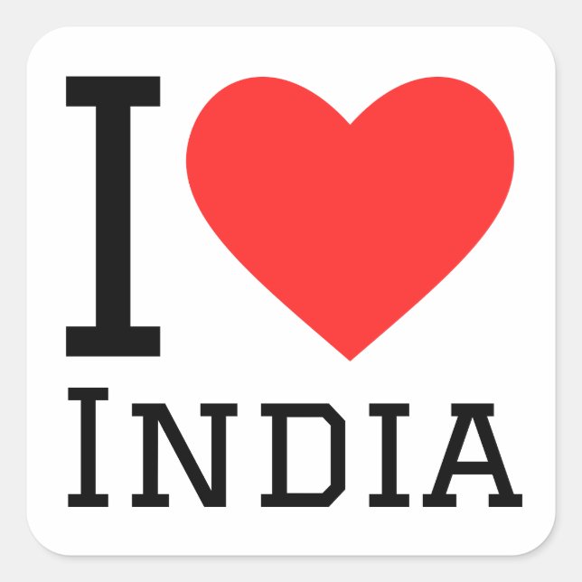 Sticker Carré J'aime l'Inde (Devant)