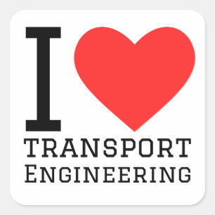 Sticker Carré J'aime l'ingénierie des transports