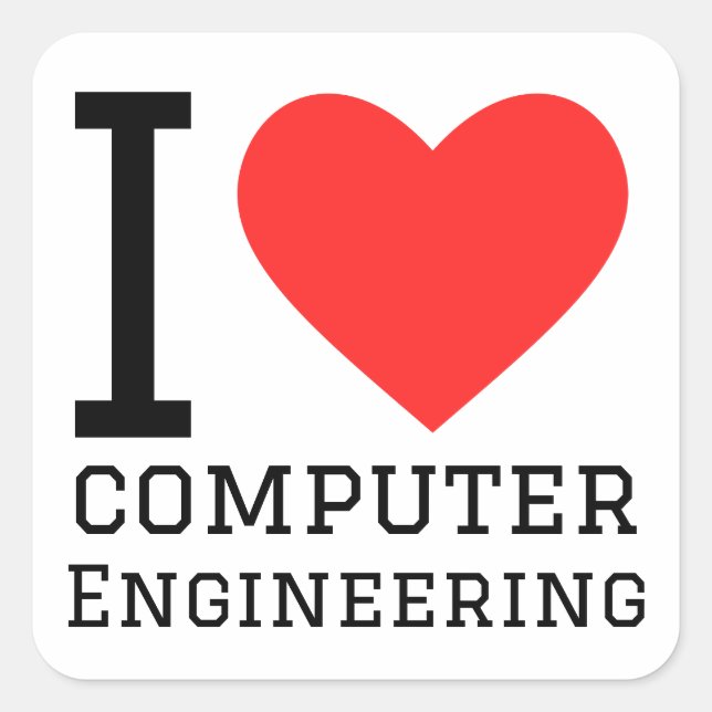 Sticker Carré J'aime l'ingénierie informatique (Devant)