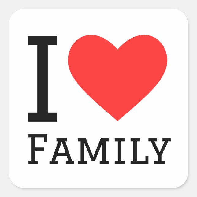 Sticker Carré J'aime ma famille (Devant)