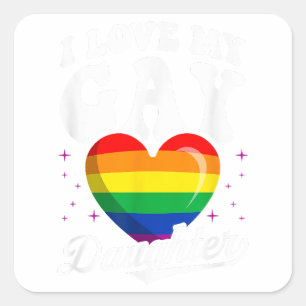 Sticker Carré J'Aime Ma Fille Gay Gay pride Drapeau Queer Fière