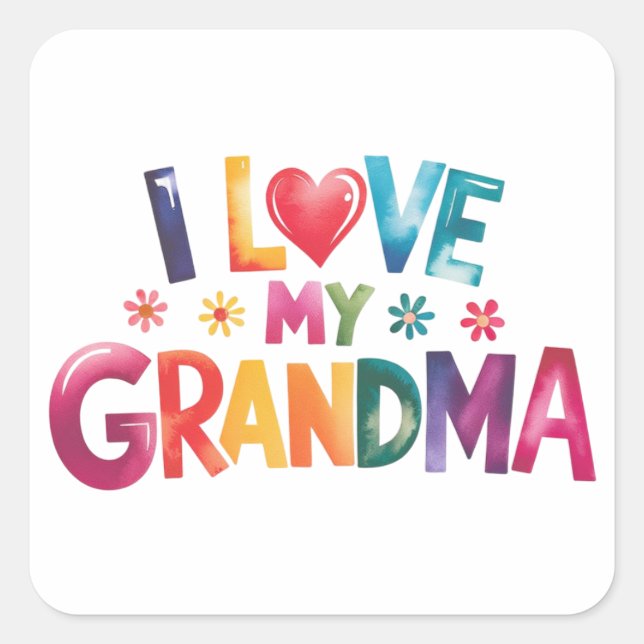 Sticker Carré J'aime ma grand-mère (Devant)