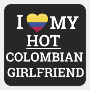 Sticker Carré J'aime ma petite amie colombienne sexy Funny Colom