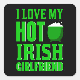 Sticker Carré J'Aime Ma Petite Amie Irlandaise Chaude