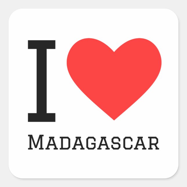 Sticker Carré J'aime Madagascar (Devant)