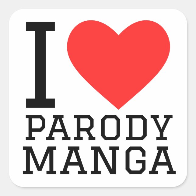 Sticker Carré J'aime manga parodique (Devant)