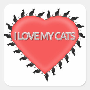 Sticker Carré J'Aime Mes Chats