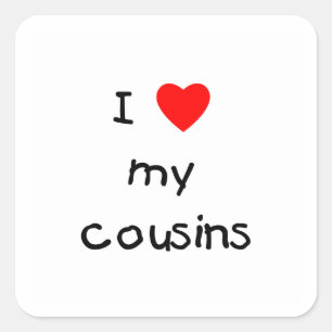 Sticker Carré J'Aime Mes Cousins