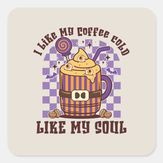 Sticker Carré J'Aime Mon Café Froid (Devant)
