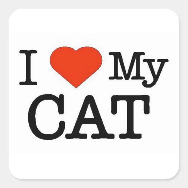 Sticker Carré J'Aime Mon Chat (Devant)