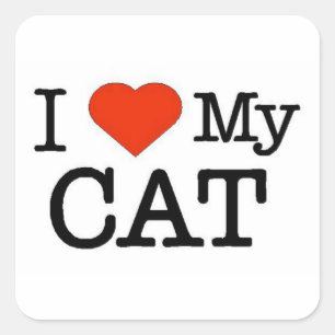 Sticker Carré J'Aime Mon Chat