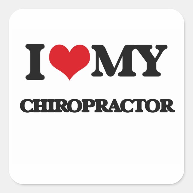 Sticker Carré J'aime mon chiropraticien (Devant)