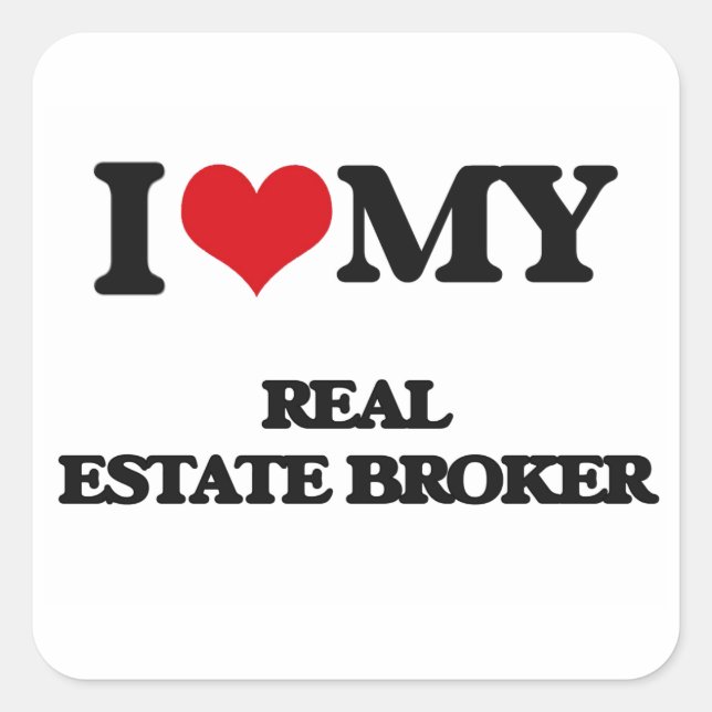Sticker Carré J'aime mon courtier immobilier (Devant)