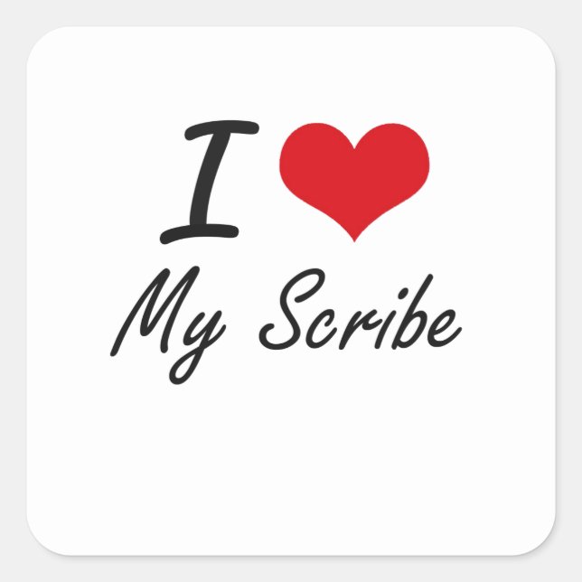 Sticker Carré J'Aime Mon Écriture (Devant)