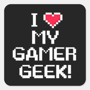 Sticker Carré J'aime mon geek de Gamer