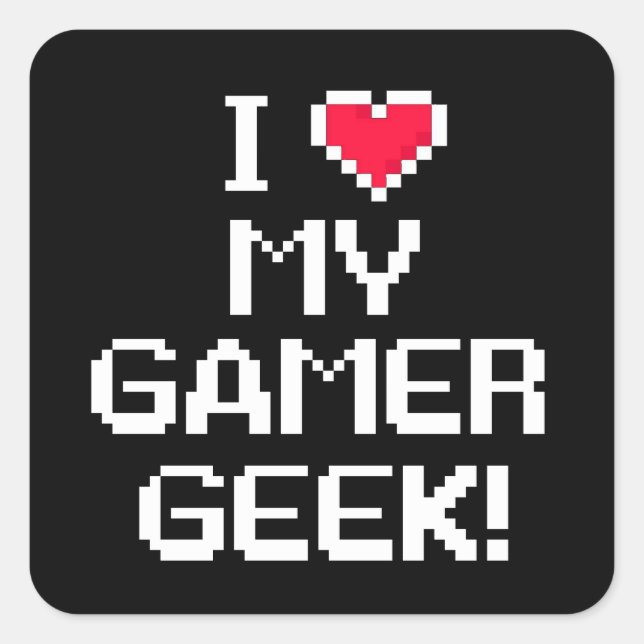 Sticker Carré J'aime mon Geek gamer (Devant)