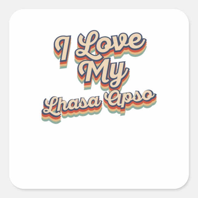 Sticker Carré J'Aime Mon Lhasa Apso (Devant)