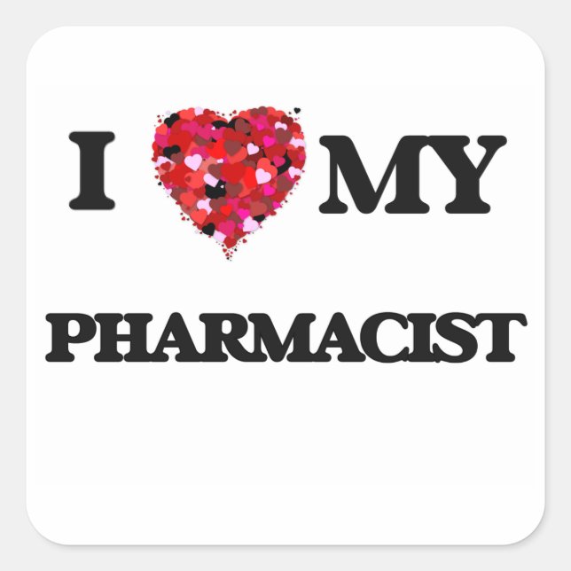 Sticker Carré J'aime mon pharmacien (Devant)