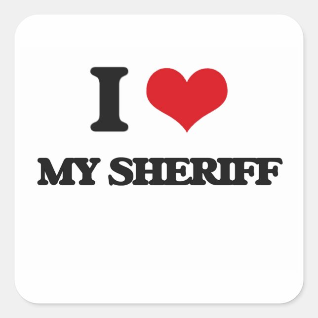 Sticker Carré J'Aime Mon Sheriff (Devant)