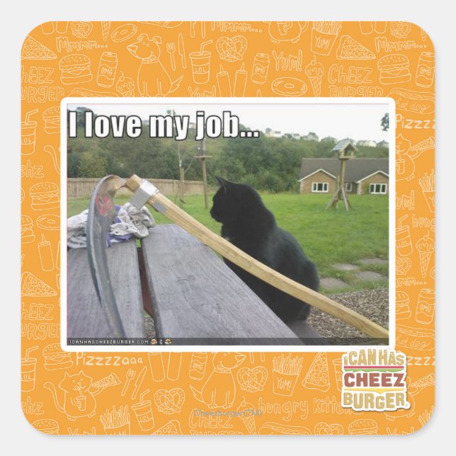 Sticker Carré J'aime mon travail (Devant)