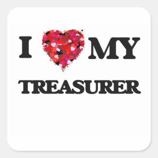 Sticker Carré J'aime mon trésorier