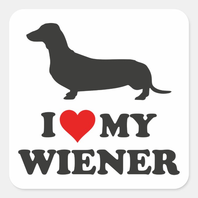 Sticker Carré J'Aime Mon Wiener (Devant)