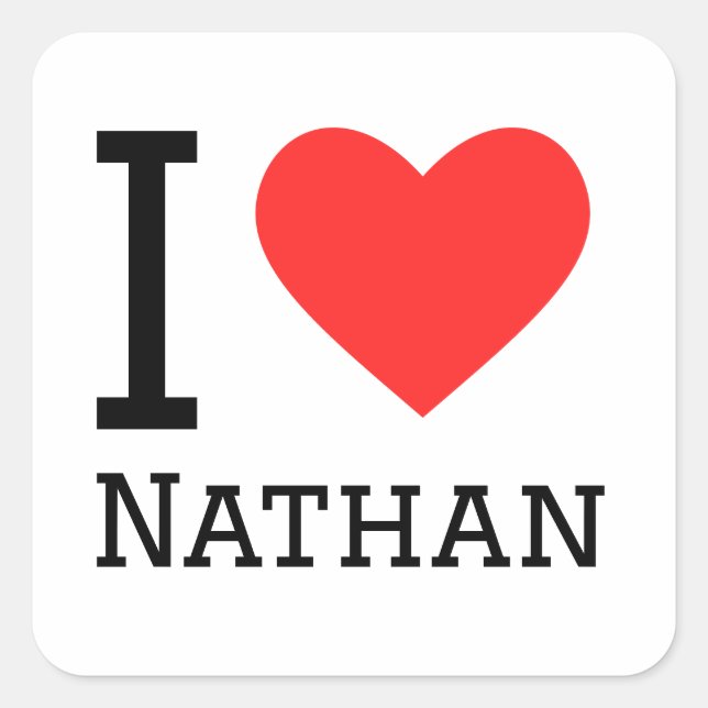 Sticker Carré J'aime Nathan (Devant)