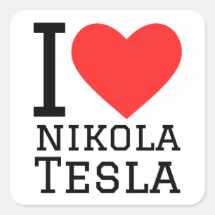 Sticker Carré J'aime Nikola Tesla
