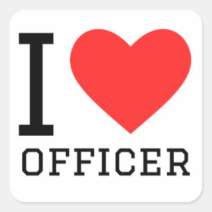 Sticker Carré J'aime officier