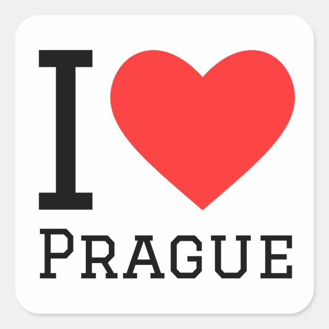 Sticker Carré J'aime Prague (Devant)