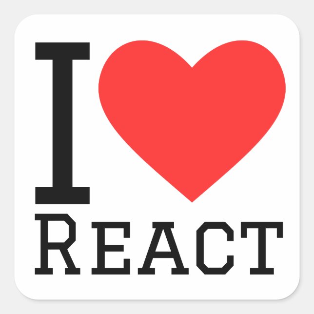 Sticker Carré J'aime réagir (Devant)