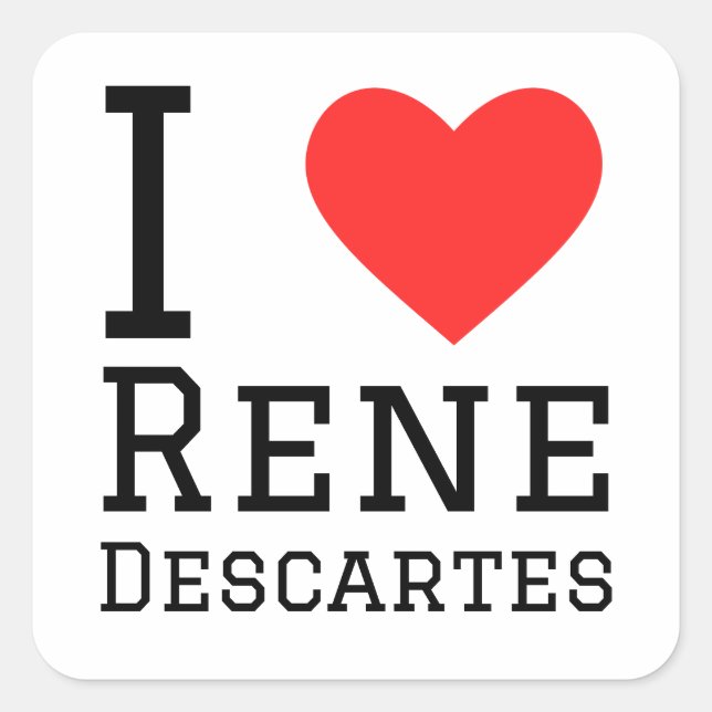 Sticker Carré J'aime René Descartes (Devant)