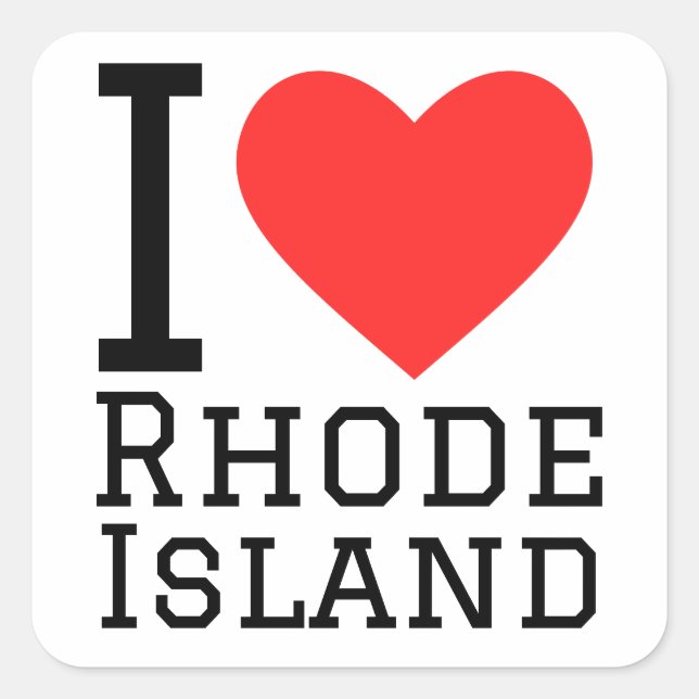 Sticker Carré J'aime Rhode Island (Devant)