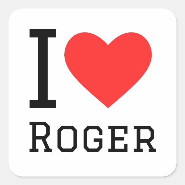 Sticker Carré J'aime roger (Devant)