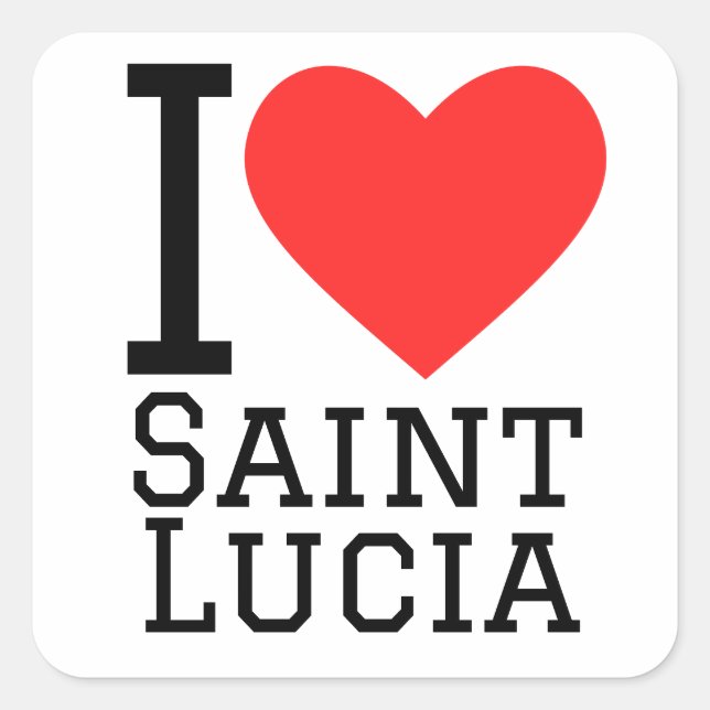 Sticker Carré J'aime Sainte-Lucie (Devant)