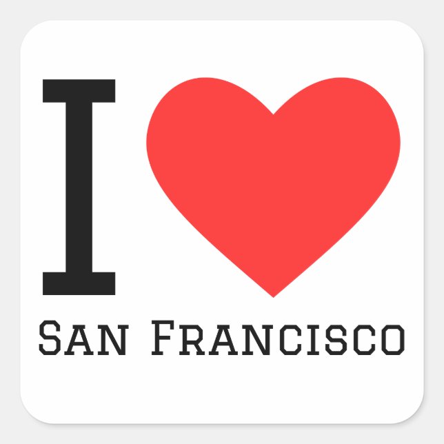 Sticker Carré J'aime San Francisco (Devant)