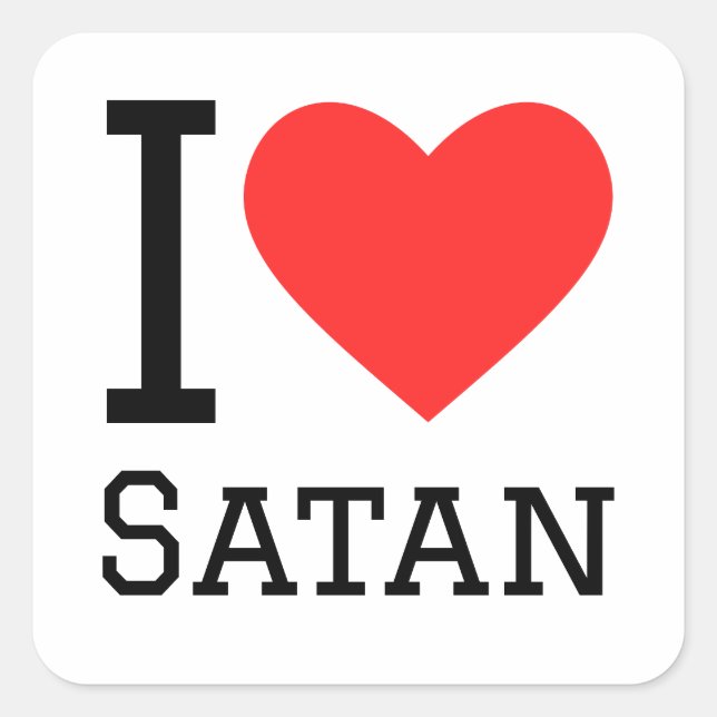 Sticker Carré J'aime satan (Devant)