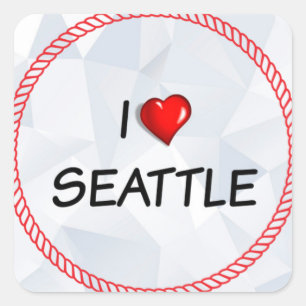 Sticker Carré J'aime Seattle