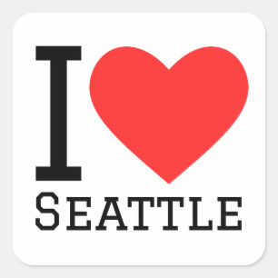Sticker Carré J'aime Seattle