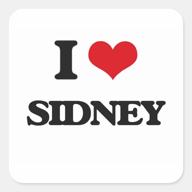 Sticker Carré J'aime Sidney (Devant)