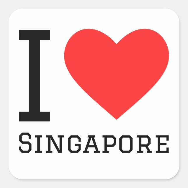 Sticker Carré J'aime Singapour (Devant)