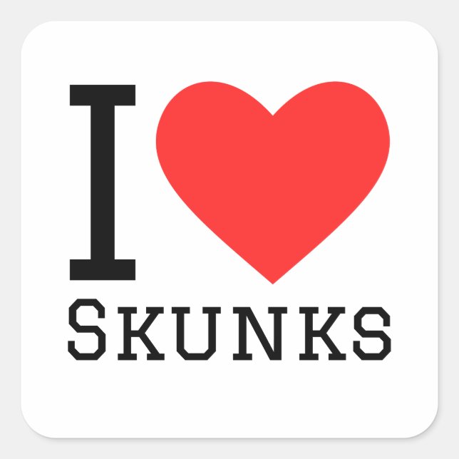 Sticker Carré J'aime skunk (Devant)