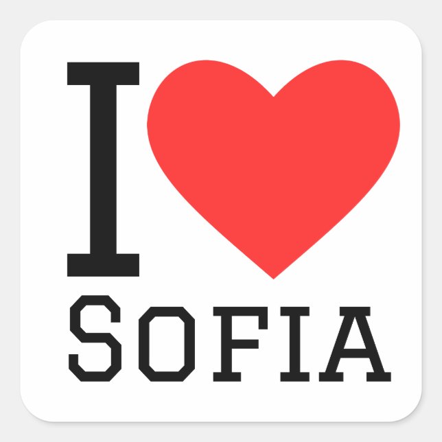 Sticker Carré J'aime Sofia (Devant)
