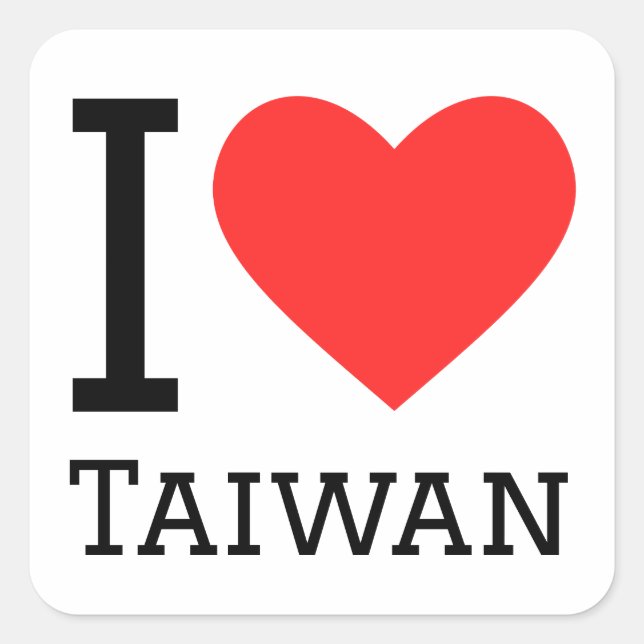 Sticker Carré J'aime Taiwan (Devant)
