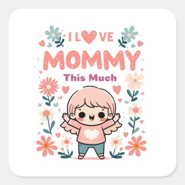 Sticker Carré J'Aime Tant Cette Maman (Devant)