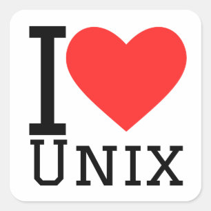 Sticker Carré J'aime Unix