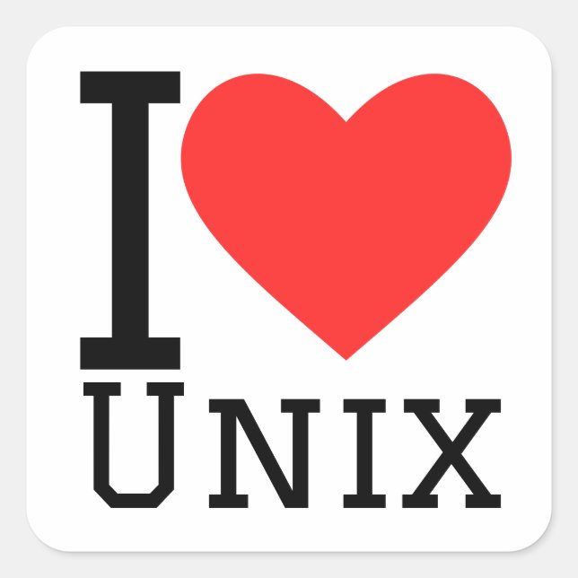 Sticker Carré J'aime Unix (Devant)