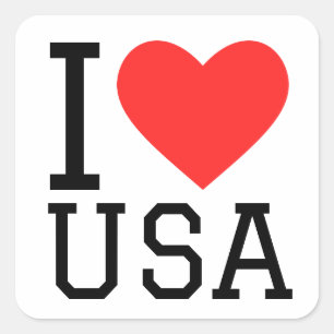 Sticker Carré J'aime USA