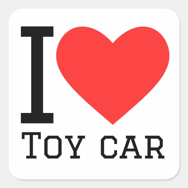 Sticker Carré J'aime voiture jouets (Devant)