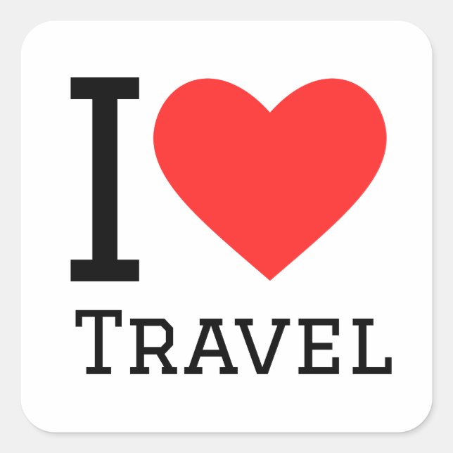 Sticker Carré J'aime voyager (Devant)